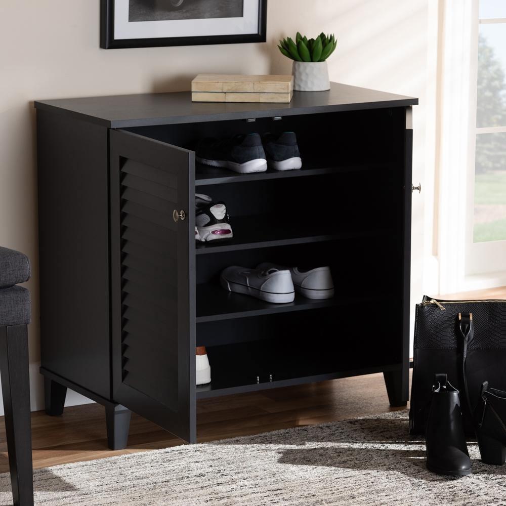 Coolidge Modern and Contemporary Dark Grey Finished 4-Shelf Wood Shoe Storage Cabinet FredCo