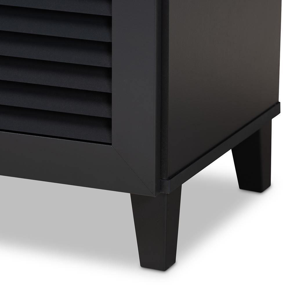 Coolidge Modern and Contemporary Dark Grey Finished 4-Shelf Wood Shoe Storage Cabinet with Drawer FredCo
