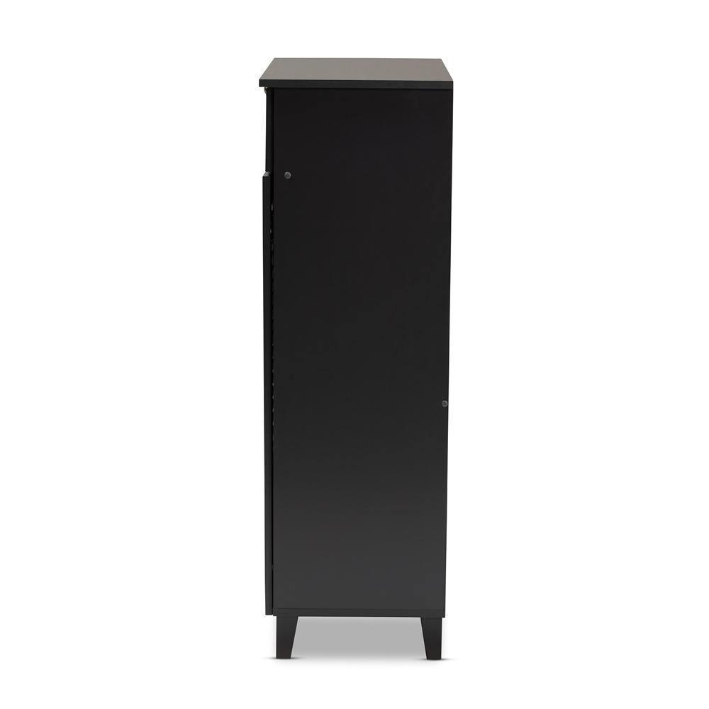 Coolidge Modern and Contemporary Dark Grey Finished 5-Shelf Wood Shoe Storage Cabinet with Drawer FredCo