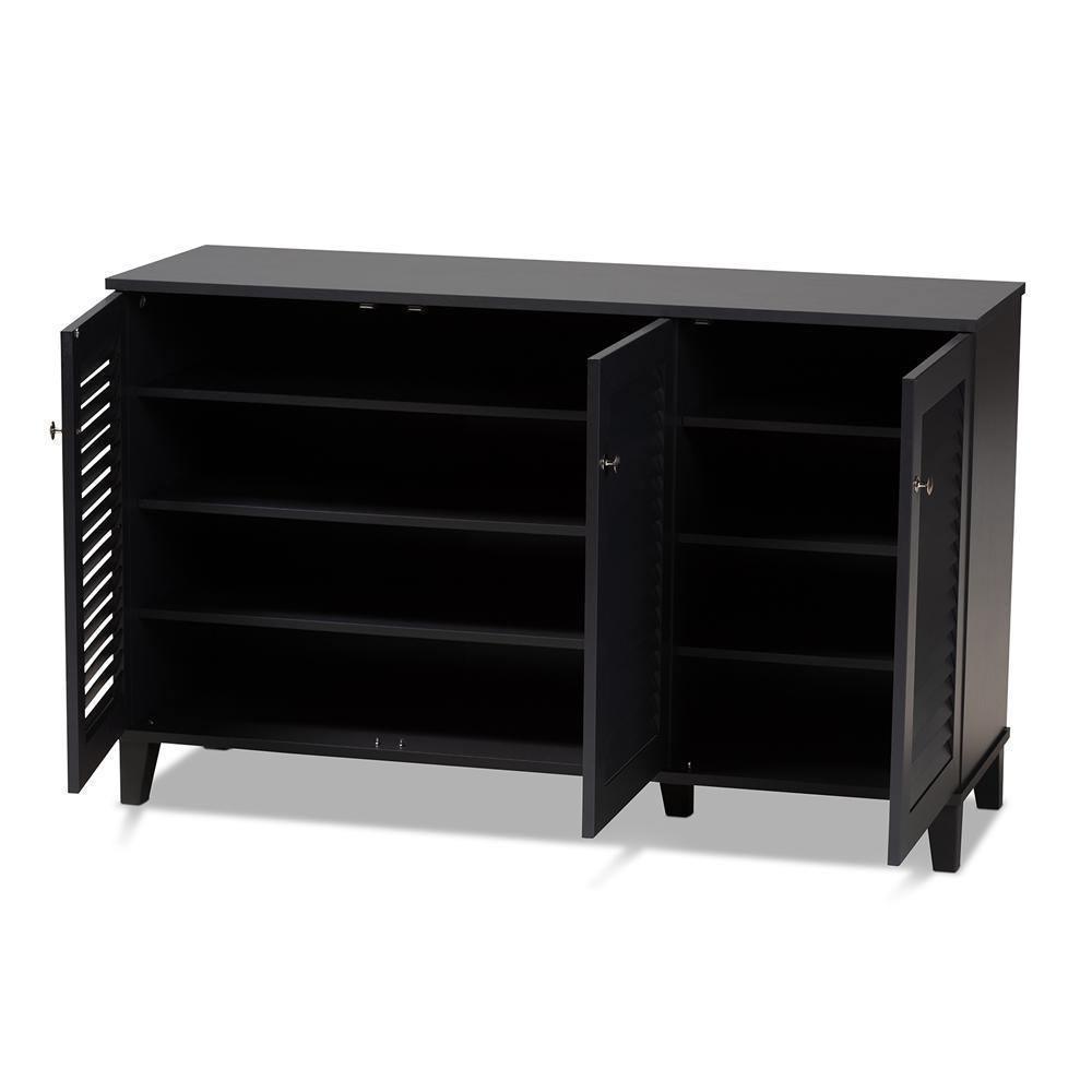 Coolidge Modern and Contemporary Dark Grey Finished 8-Shelf Wood Shoe Storage Cabinet FredCo