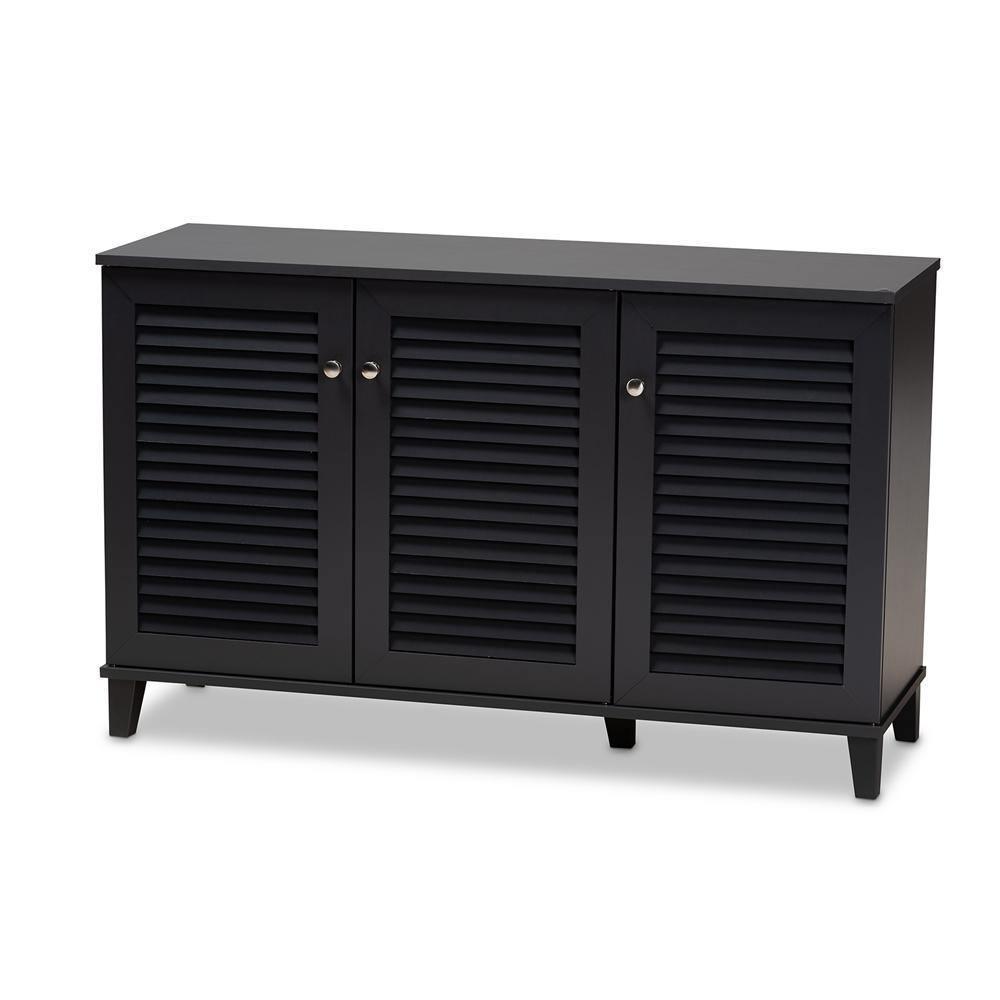 Coolidge Modern and Contemporary Dark Grey Finished 8-Shelf Wood Shoe Storage Cabinet FredCo