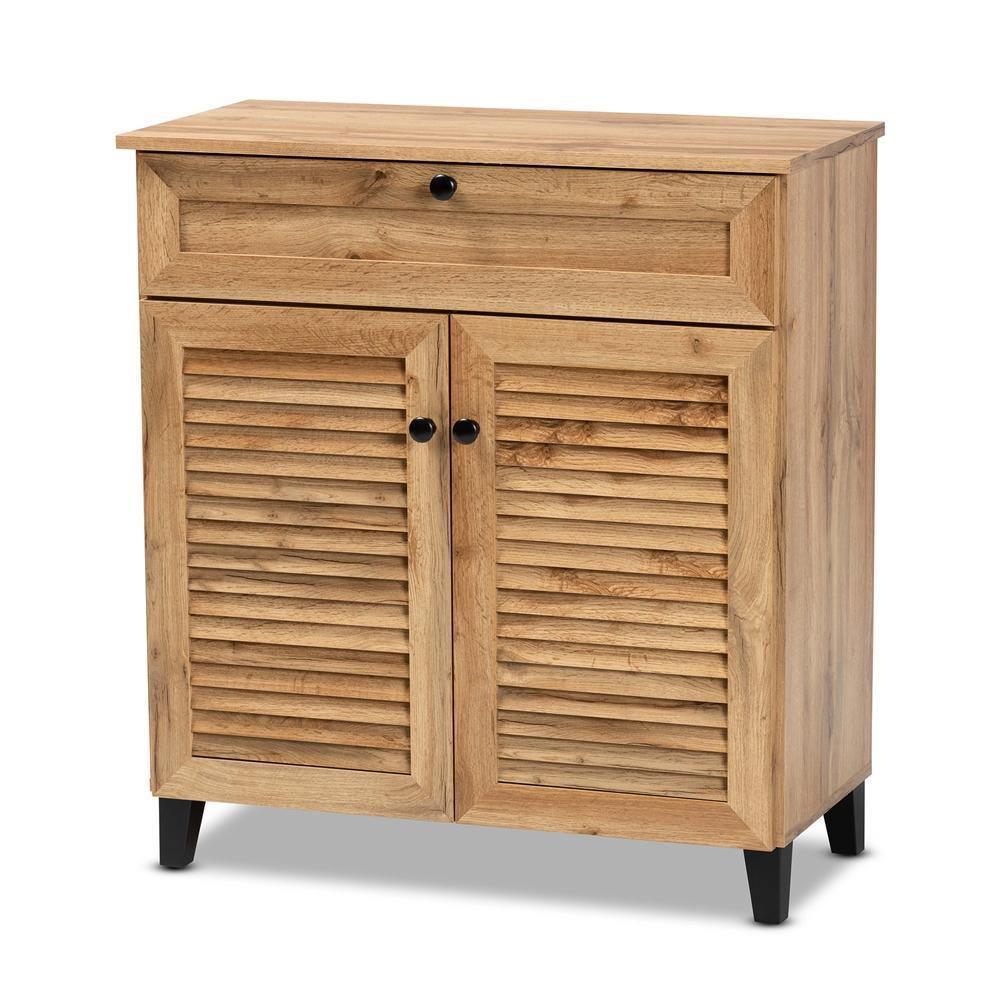 Coolidge Modern and Contemporary Oak Brown Finished Wood 1-Drawer Shoe Storage Cabinet FredCo