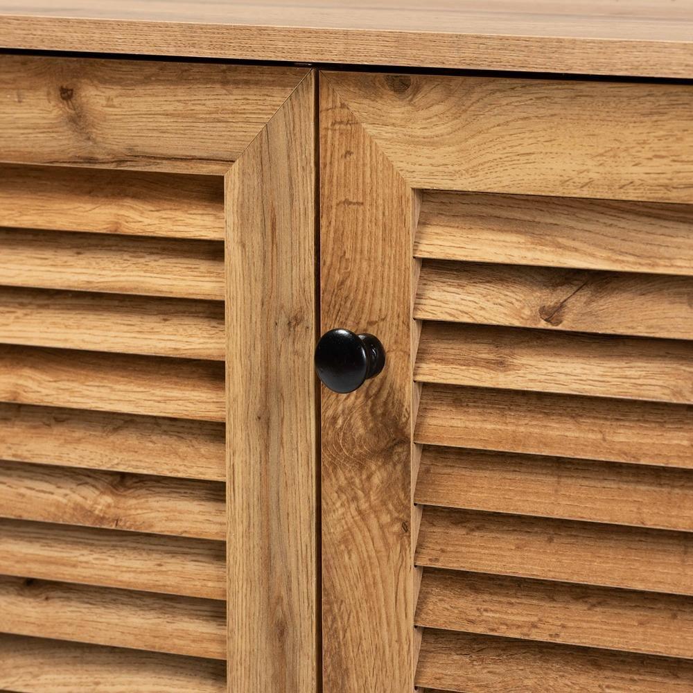Coolidge Modern and Contemporary Oak Brown Finished Wood 3-Door Shoe Storage Cabinet FredCo