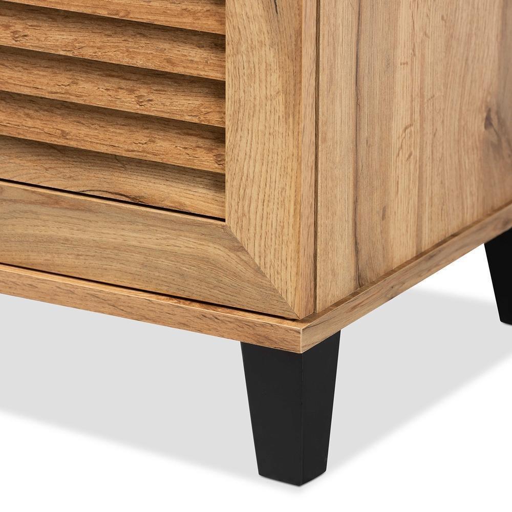 Coolidge Modern and Contemporary Oak Brown Finished Wood 3-Door Shoe Storage Cabinet FredCo