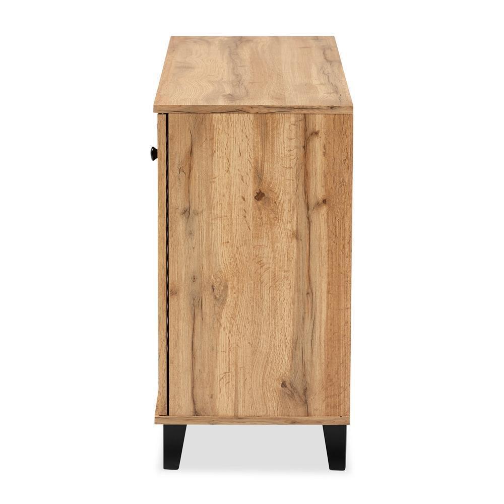 Coolidge Modern and Contemporary Oak Brown Finished Wood 3-Door Shoe Storage Cabinet FredCo