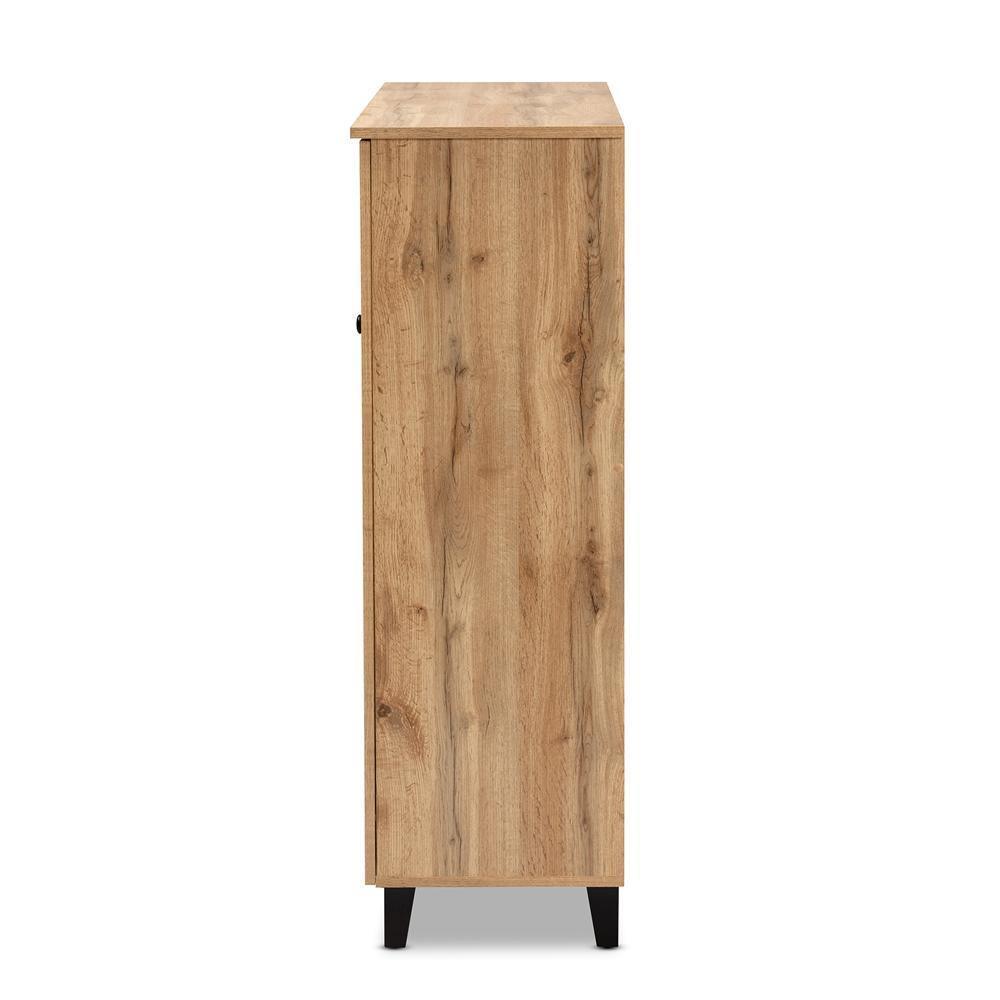 Coolidge Modern and Contemporary Oak Brown Finished Wood 3-Door Shoe Storage Cabinet with Drawer FredCo