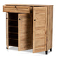 Coolidge Modern and Contemporary Oak Brown Finished Wood 3-Door Shoe Storage Cabinet with Drawer FredCo