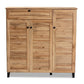Coolidge Modern and Contemporary Oak Brown Finished Wood 3-Door Shoe Storage Cabinet with Drawer FredCo