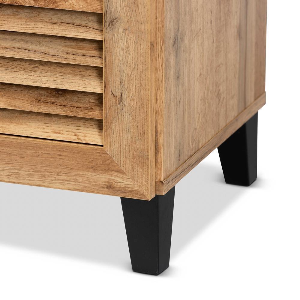 Coolidge Modern and Contemporary Oak Brown Finished Wood 5-Shelf Shoe Storage Cabinet FredCo