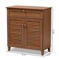 Coolidge Modern and Contemporary Walnut Finished 4-Shelf Wood Shoe Storage Cabinet with Drawer FredCo