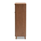 Coolidge Modern and Contemporary Walnut Finished 5-Shelf Wood Shoe Storage Cabinet with Drawer FredCo