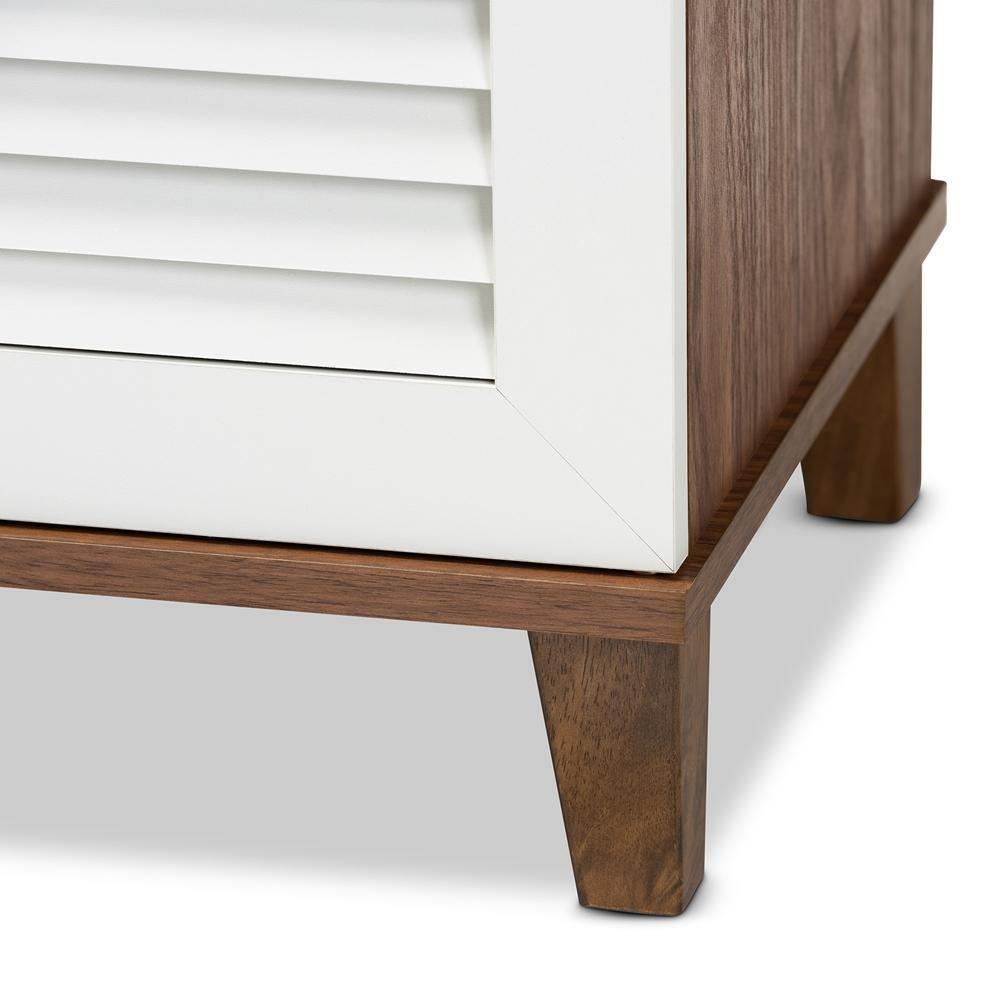 Coolidge Modern and Contemporary Walnut Finished 8-Shelf Wood Shoe Storage Cabinet FredCo