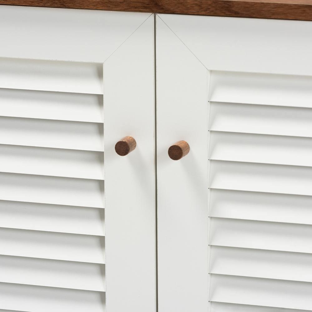 Coolidge Modern and Contemporary Walnut Finished 8-Shelf Wood Shoe Storage Cabinet FredCo