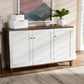 Coolidge Modern and Contemporary Walnut Finished 8-Shelf Wood Shoe Storage Cabinet FredCo
