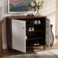 Coolidge Modern and Contemporary White and Walnut Finished 4-Shelf Wood Shoe Storage Cabinet FredCo