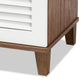 Coolidge Modern and Contemporary White and Walnut Finished 4-Shelf Wood Shoe Storage Cabinet FredCo