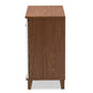 Coolidge Modern and Contemporary White and Walnut Finished 4-Shelf Wood Shoe Storage Cabinet FredCo