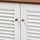 Coolidge Modern and Contemporary White and Walnut Finished 4-Shelf Wood Shoe Storage Cabinet FredCo