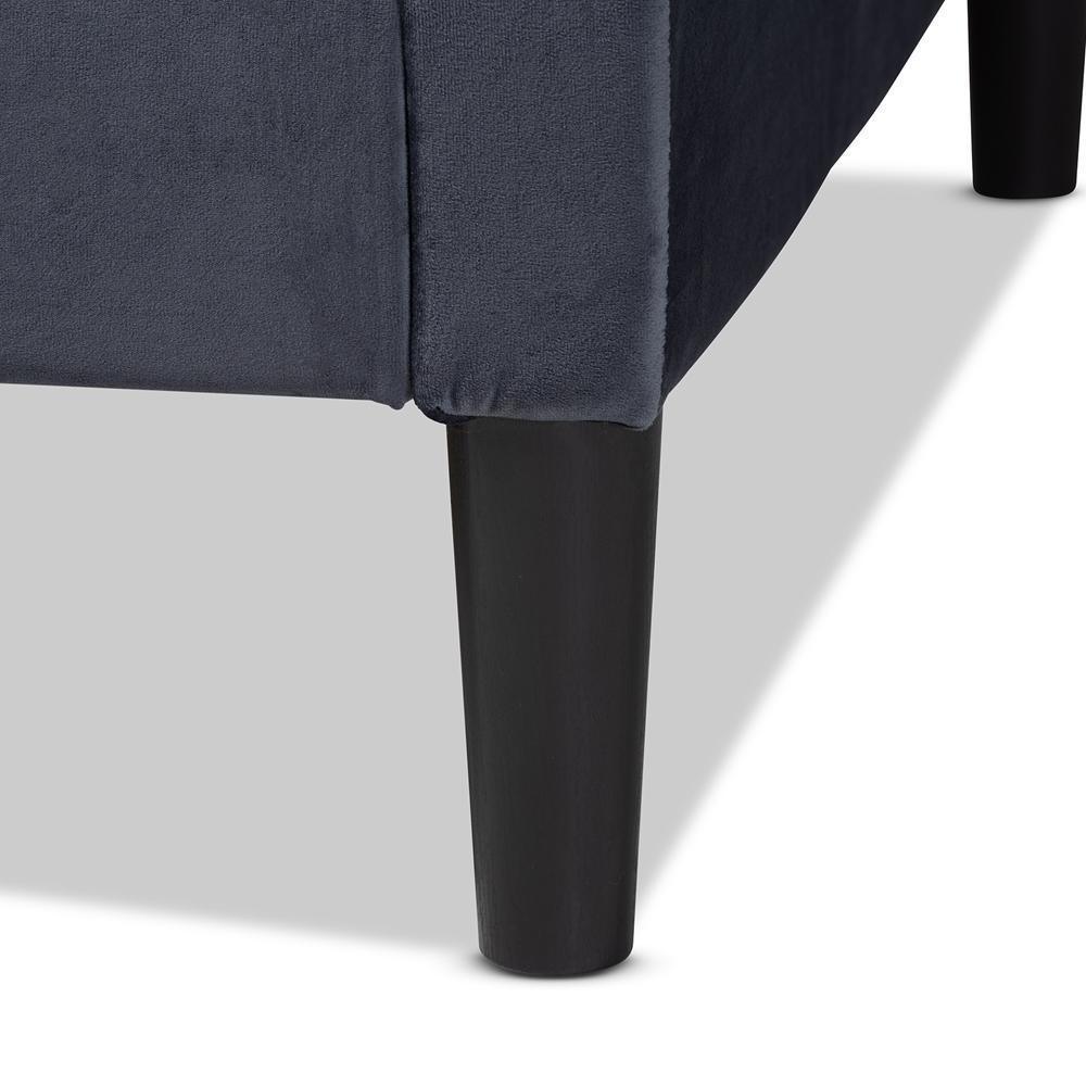 Cora Modern and Contemporary Grey Velvet Fabric Upholstered and Dark Brown Finished Wood Twin Size Daybed FredCo
