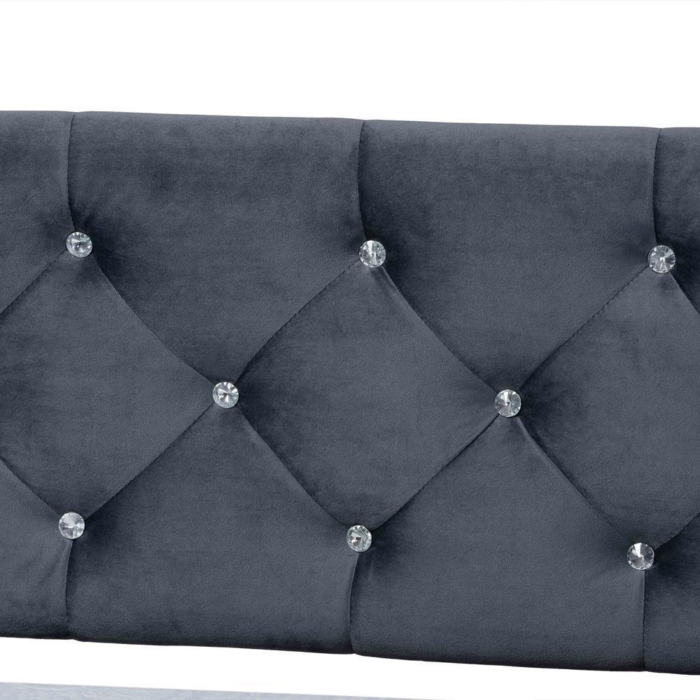 Cora Modern and Contemporary Grey Velvet Fabric Upholstered and Dark Brown Finished Wood Twin Size Daybed FredCo