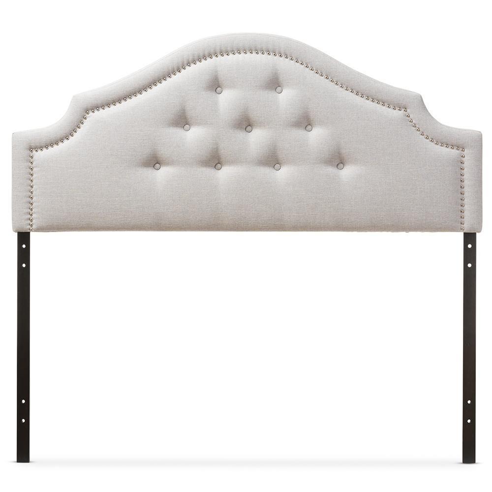 Cora Modern and Contemporary Greyish Beige Fabric Upholstered Full Size Headboard FredCo