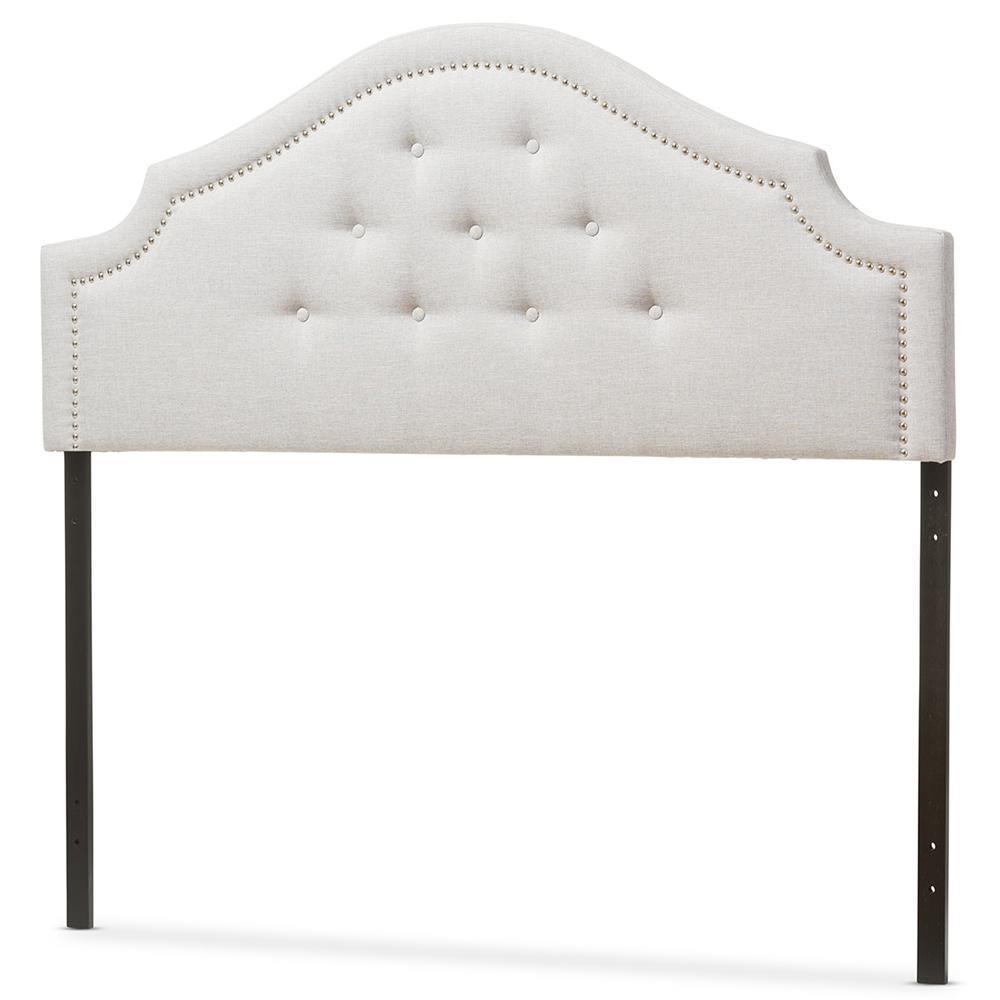 Cora Modern and Contemporary Greyish Beige Fabric Upholstered Full Size Headboard FredCo