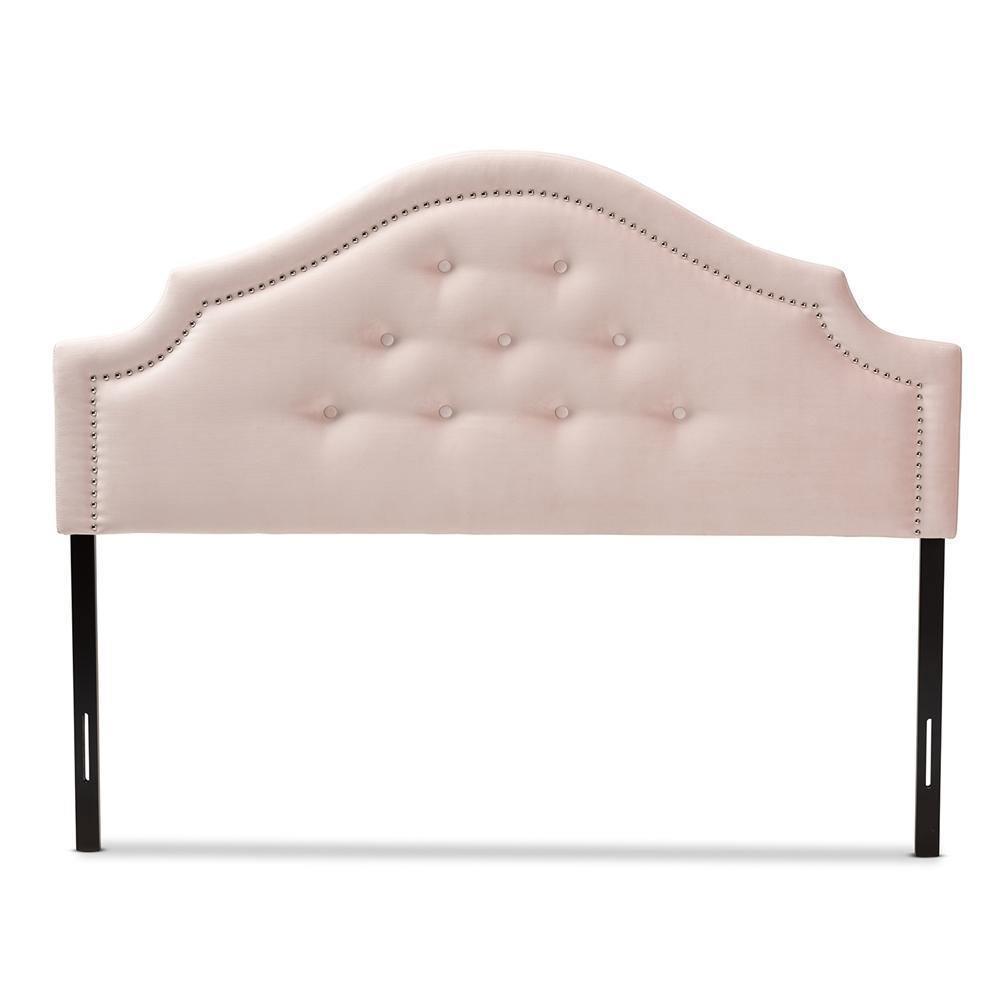 Cora Modern and Contemporary Light Pink Velvet Fabric Upholstered Full Size Headboard FredCo