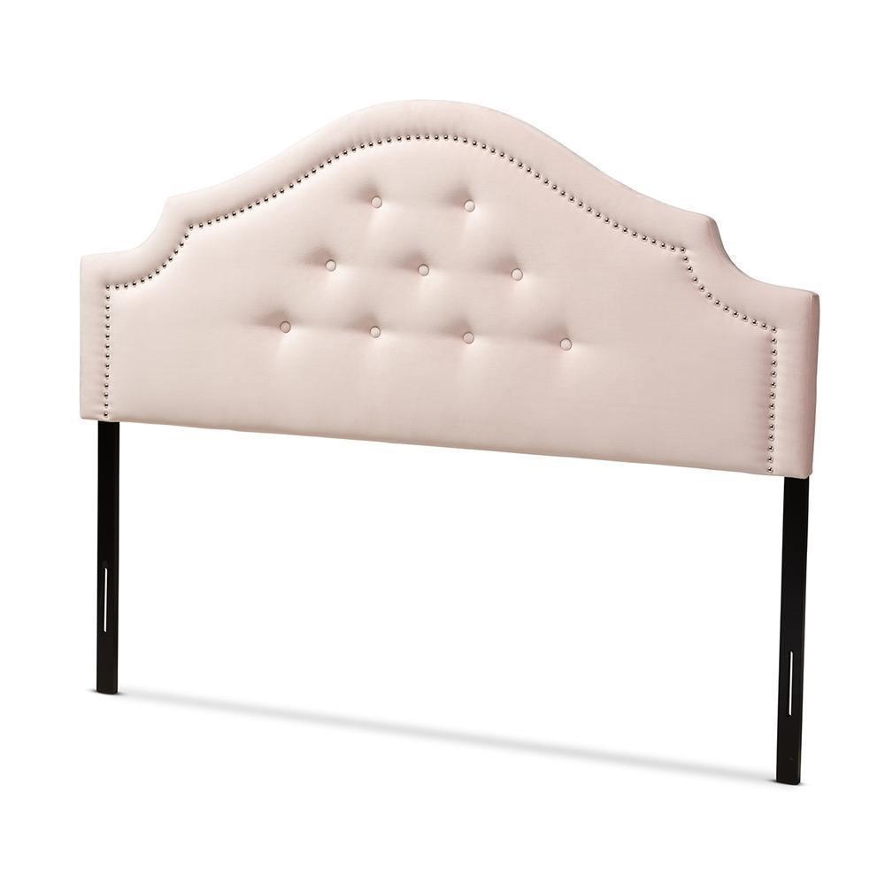 Cora Modern and Contemporary Light Pink Velvet Fabric Upholstered Full Size Headboard FredCo