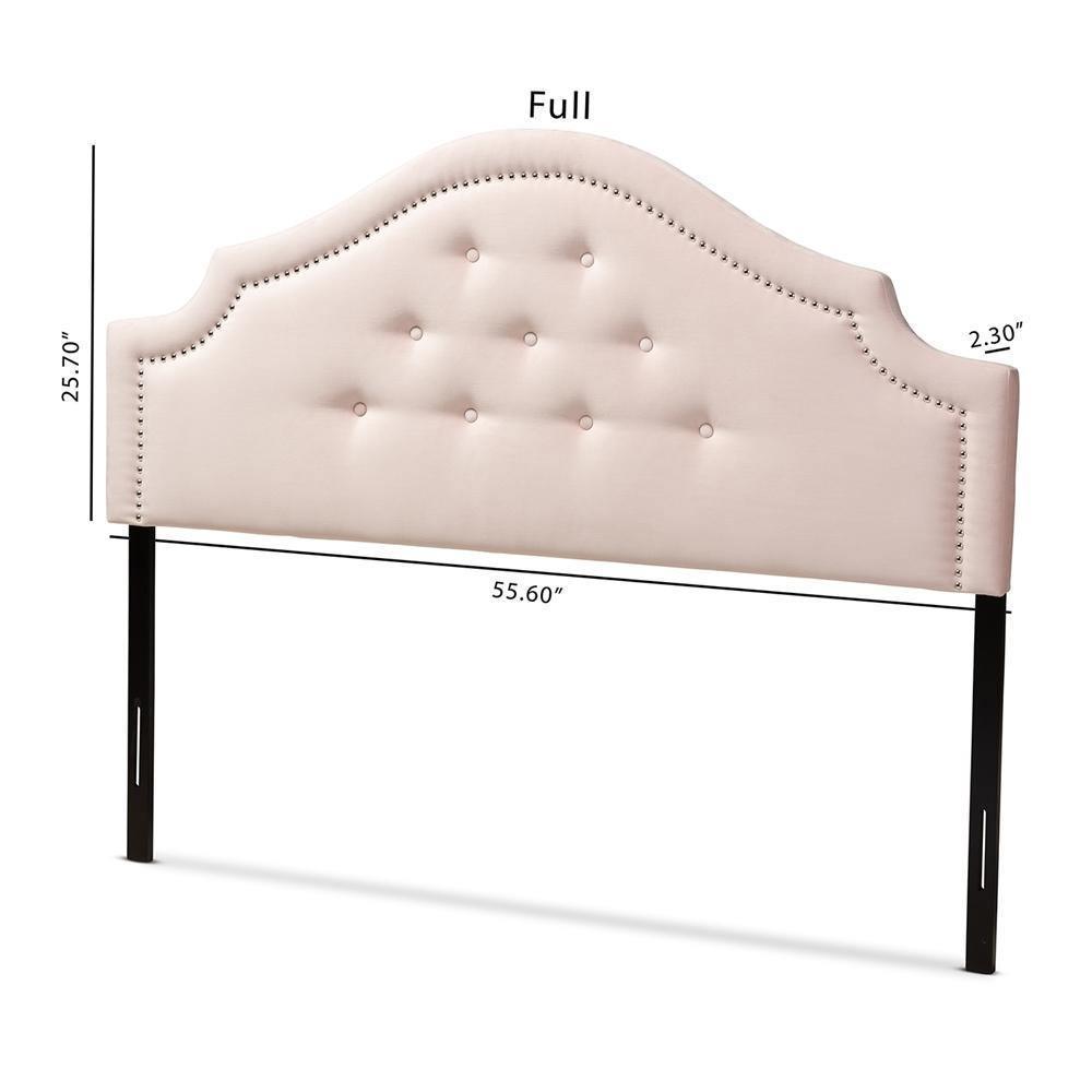 Cora Modern and Contemporary Light Pink Velvet Fabric Upholstered Full Size Headboard FredCo