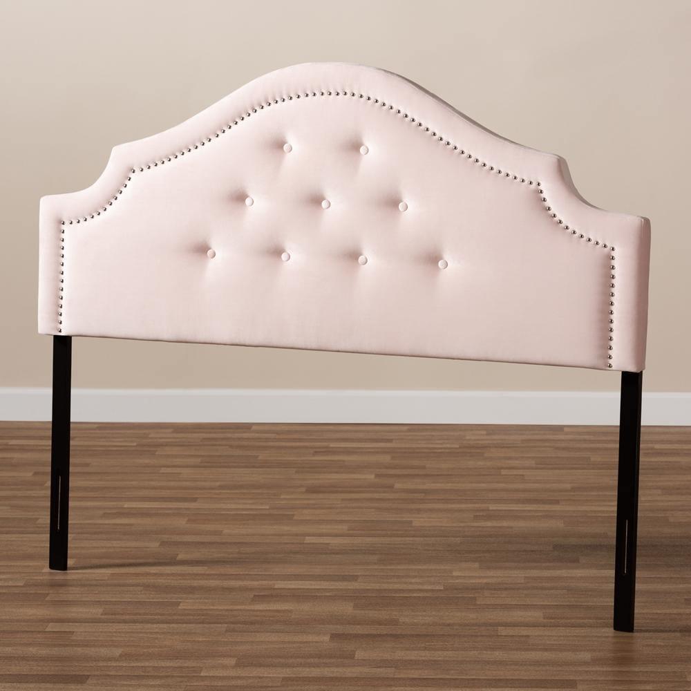 Cora Modern and Contemporary Light Pink Velvet Fabric Upholstered Full Size Headboard FredCo