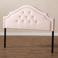 Cora Modern and Contemporary Light Pink Velvet Fabric Upholstered Full Size Headboard FredCo