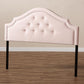 Cora Modern and Contemporary Light Pink Velvet Fabric Upholstered Queen Size Headboard FredCo