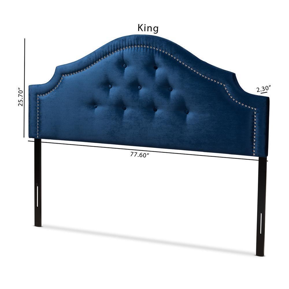 Cora Modern and Contemporary Royal Blue Velvet Fabric Upholstered Full Size Headboard FredCo