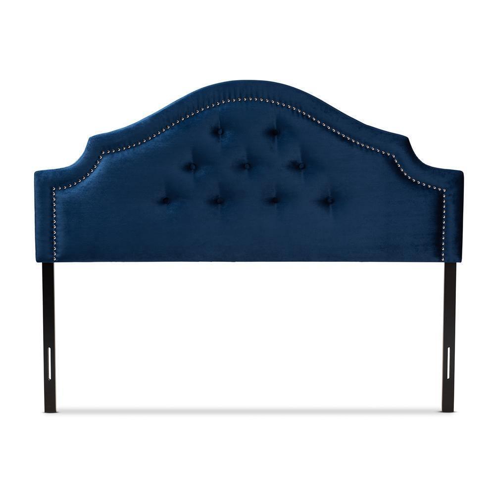 Cora Modern and Contemporary Royal Blue Velvet Fabric Upholstered Full Size Headboard FredCo