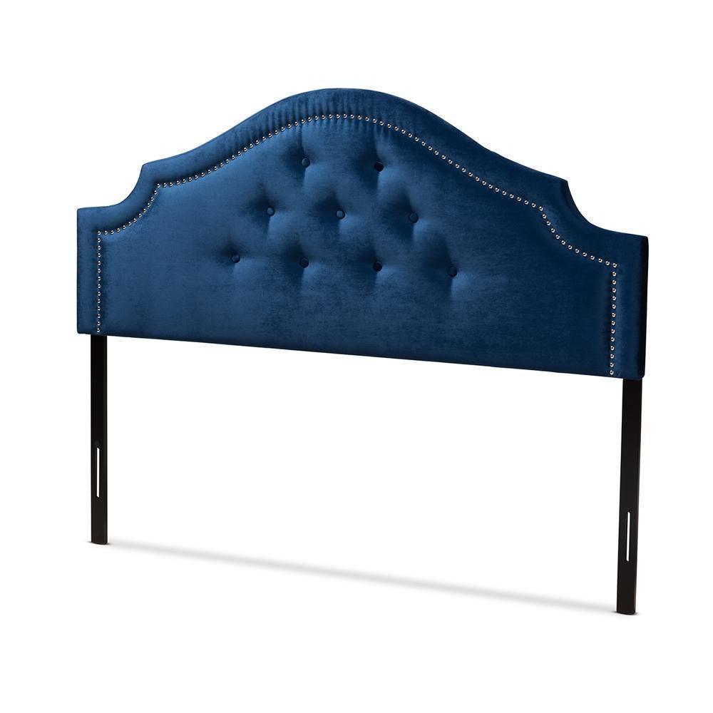 Cora Modern and Contemporary Royal Blue Velvet Fabric Upholstered Full Size Headboard FredCo