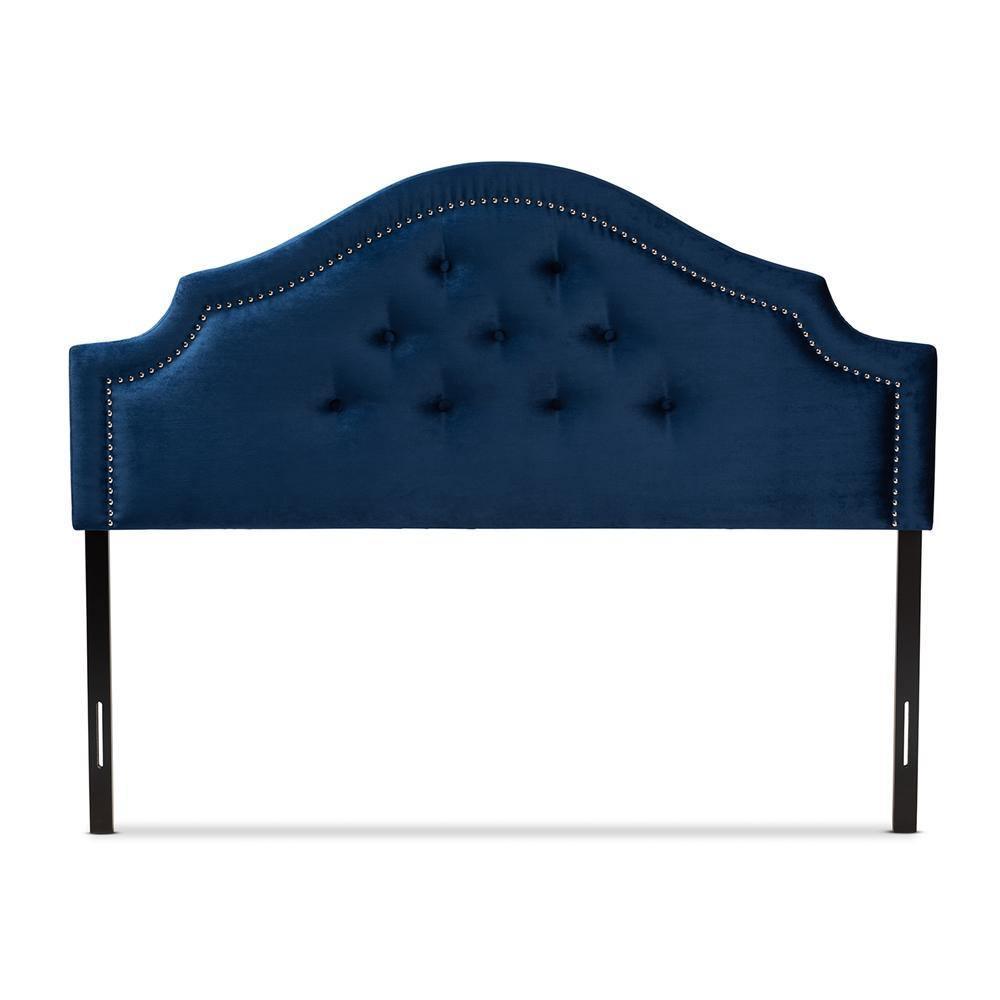 Cora Modern and Contemporary Royal Blue Velvet Fabric Upholstered Queen Size Headboard FredCo