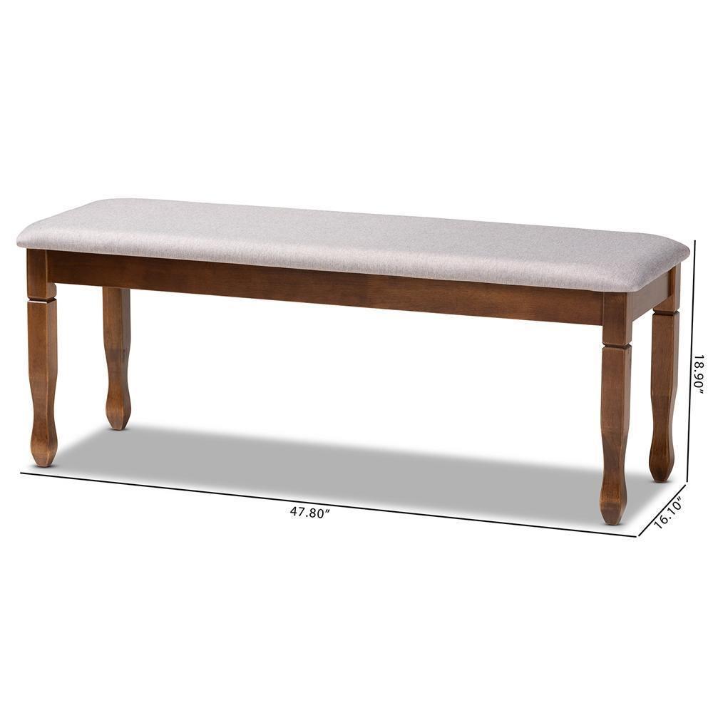 Corey Modern and Contemporary Grey Fabric Upholstered and Walnut Brown Finished Wood Dining Bench FredCo