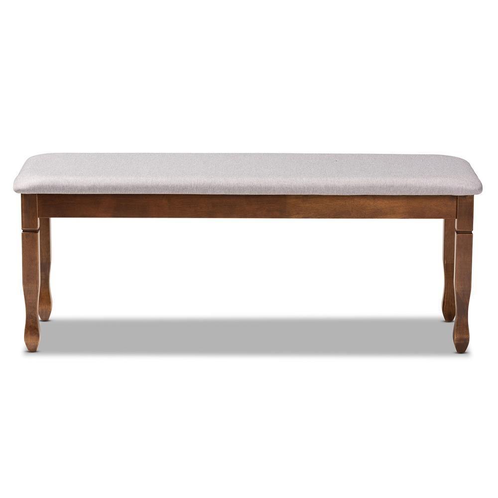 Corey Modern and Contemporary Grey Fabric Upholstered and Walnut Brown Finished Wood Dining Bench FredCo