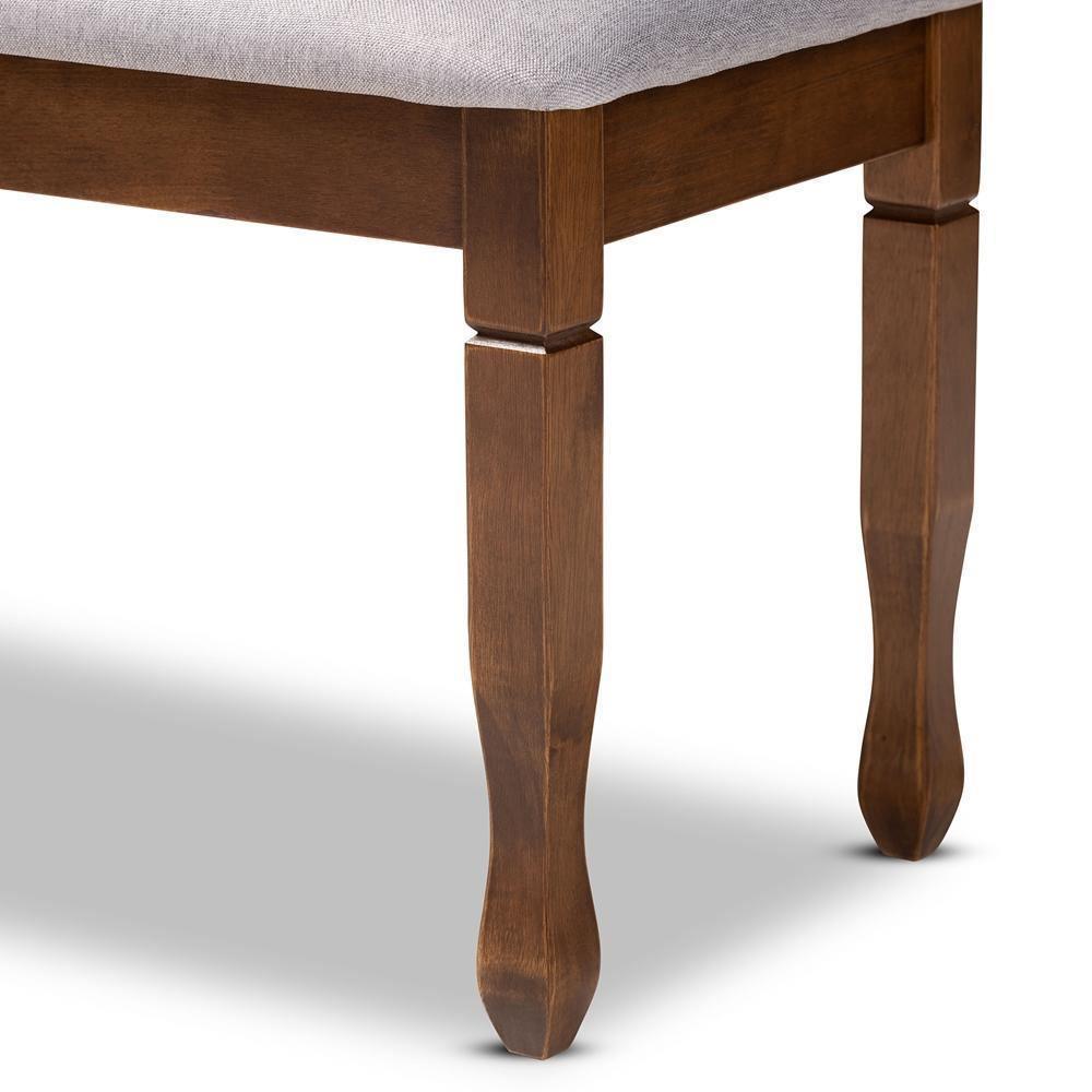 Corey Modern and Contemporary Grey Fabric Upholstered and Walnut Brown Finished Wood Dining Bench FredCo