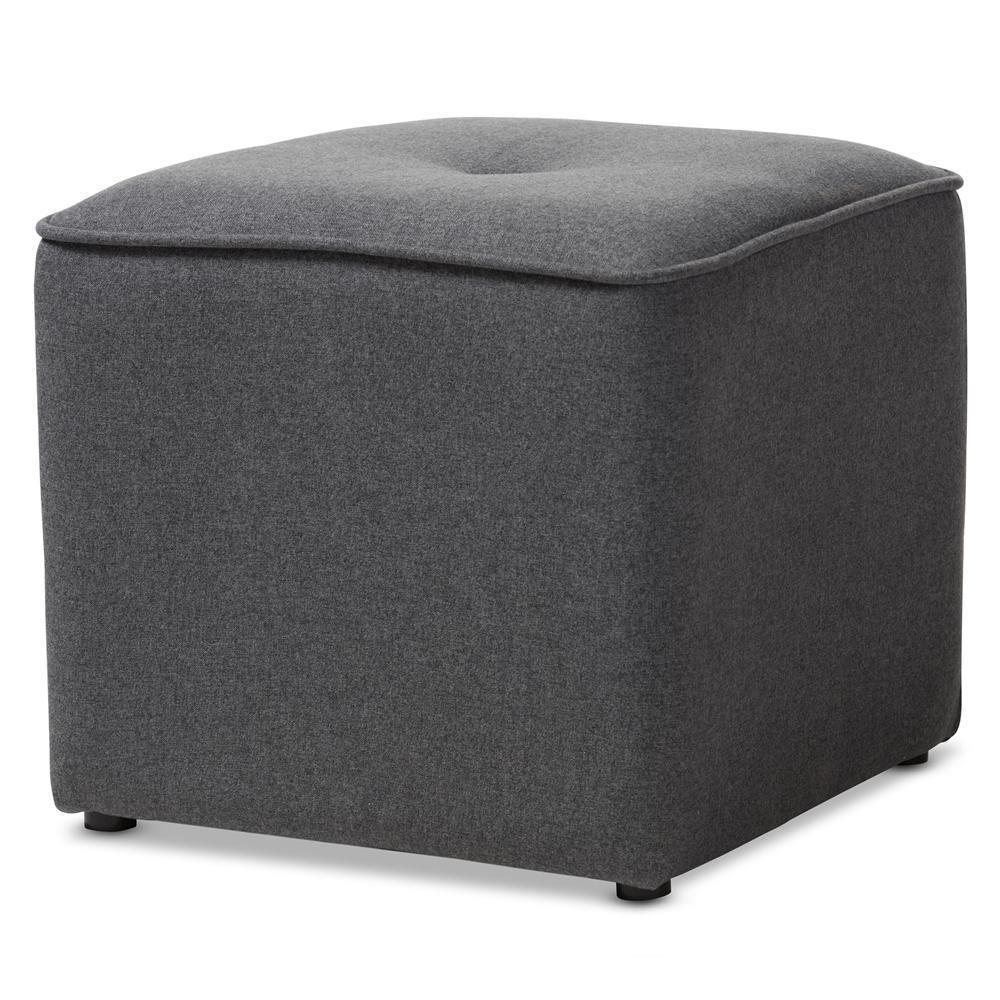 Corinne Modern and Contemporary Dark Grey Fabric Upholstered Ottoman FredCo