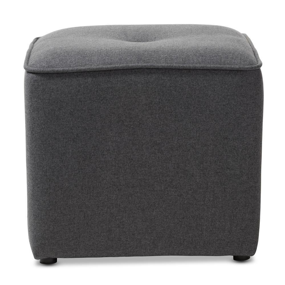 Corinne Modern and Contemporary Dark Grey Fabric Upholstered Ottoman FredCo