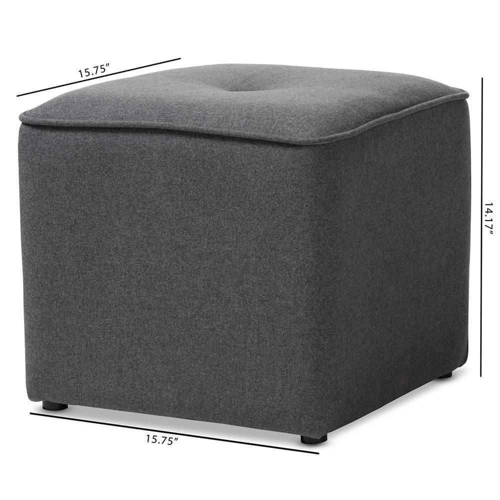 Corinne Modern and Contemporary Dark Grey Fabric Upholstered Ottoman FredCo