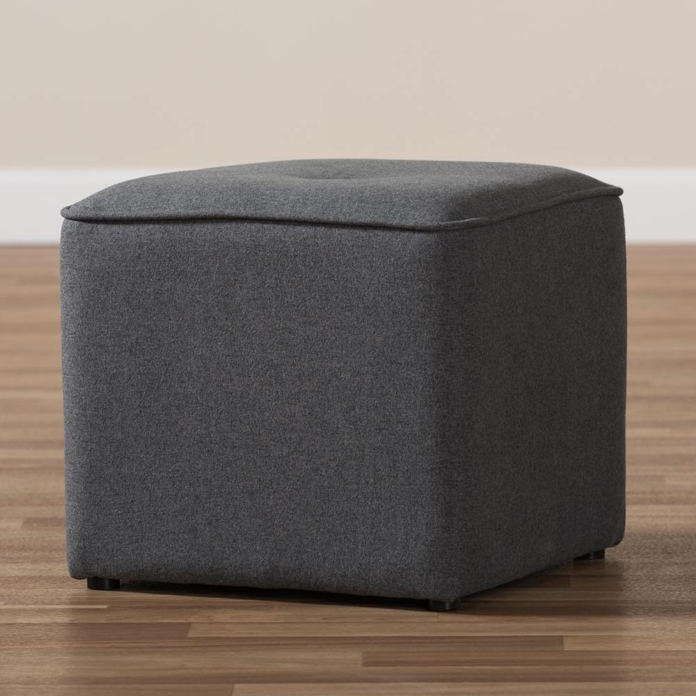 Corinne Modern and Contemporary Dark Grey Fabric Upholstered Ottoman FredCo