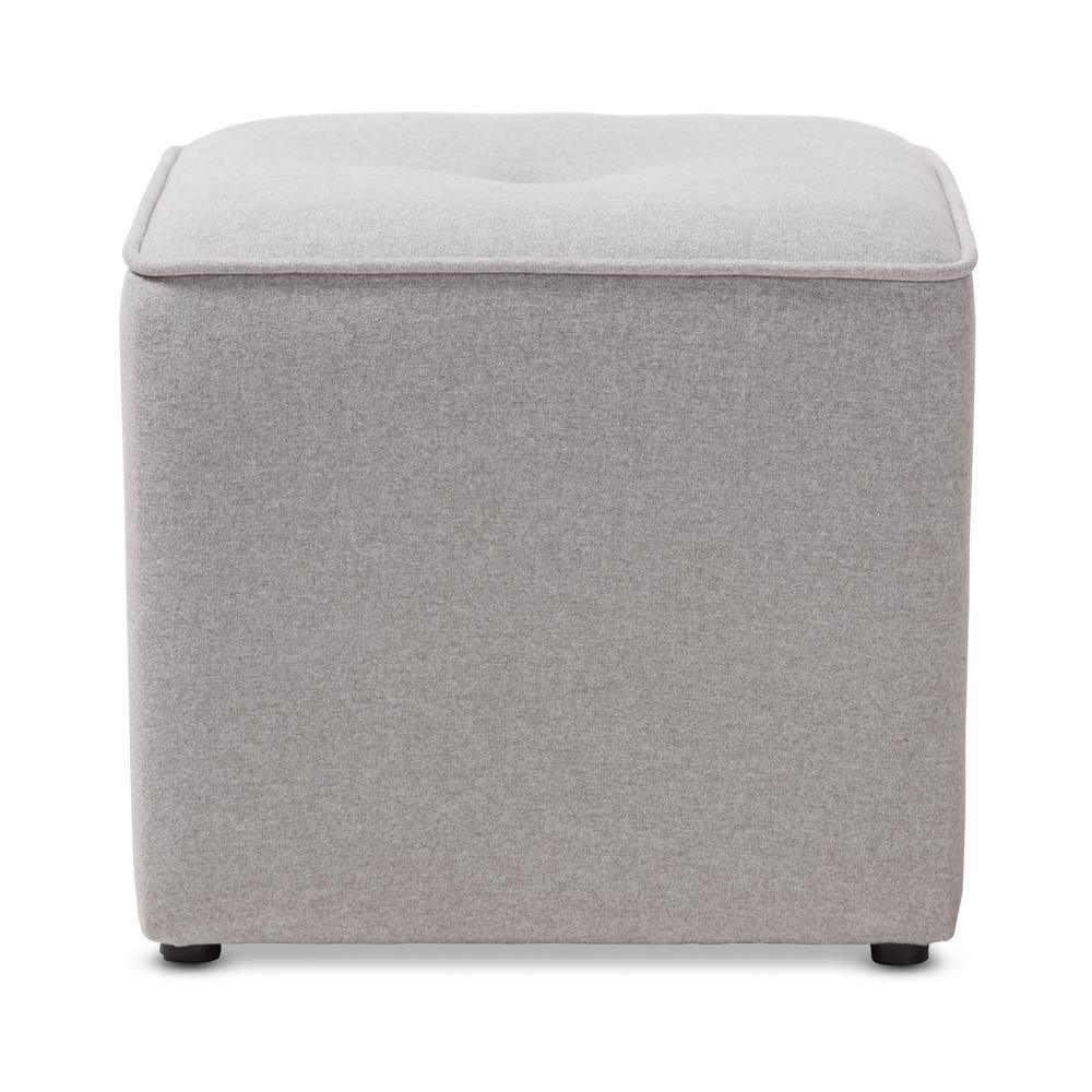 Corinne Modern and Contemporary Light Grey Fabric Upholstered Ottoman FredCo