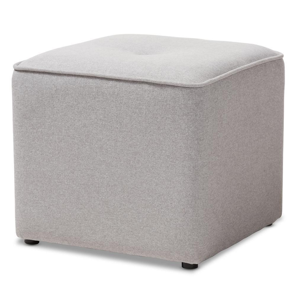 Corinne Modern and Contemporary Light Grey Fabric Upholstered Ottoman FredCo