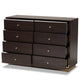 Cormac Modern and Contemporary Espresso Brown Finished Wood and Gold Metal 8-Drawer Dresser FredCo