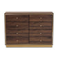 Cormac Modern and Contemporary Walnut Brown Finished Wood and Gold Metal 8-Drawer Dresser FredCo