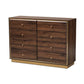 Cormac Modern and Contemporary Walnut Brown Finished Wood and Gold Metal 8-Drawer Dresser FredCo