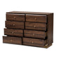 Cormac Modern and Contemporary Walnut Brown Finished Wood and Gold Metal 8-Drawer Dresser FredCo