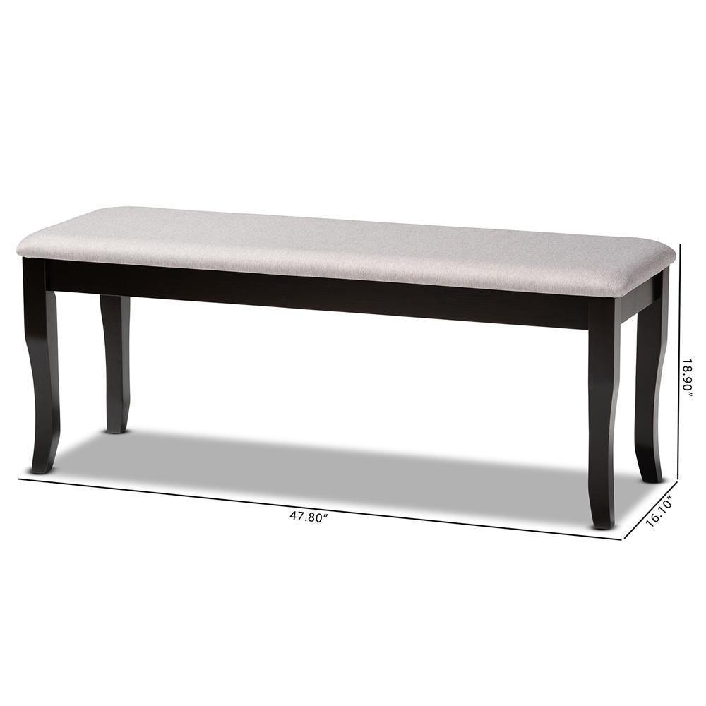Cornelie Modern and Contemporary Transitional Grey Fabric Upholstered and Dark Brown Finished Wood Dining Bench FredCo